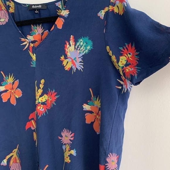 Madewell 100% Silk Novel Tie-Front Top in Bird of Paradise V- neck , size S - Picture 7 of 14